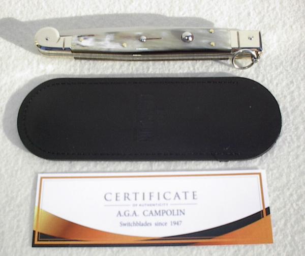 NEW AGA CAMPOLIN 12" AUTO SICILIANO FIGHTING KNIFE RING PULL BRAZILIAN HORN 4 MIL BLADE N/S BOLSTERS NEW AGA CAMPOLIN 12" AUTO SICILIANO FIGHTING KNIFE RING PULL BRAZILIAN HORN 4 MIL BLADE N/S BOLSTERS