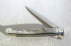 NEW AGA CAMPOLIN 12" AUTO SICILIANO FIGHTING KNIFE RING PULL BRAZILIAN HORN 4 MIL BLADE N/S BOLSTERS