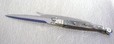 NEW AGA CAMPOLIN 12" AUTO SICILIANO FIGHTING KNIFE RING PULL BRAZILIAN HORN 4 MIL BLADE N/S BOLSTERS