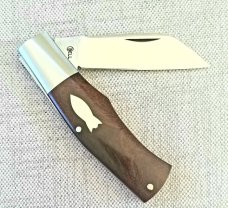Charlie Bell  African Blackwood Dino Knife, CPM-154 ,4" closed.steel bolsters & shield...