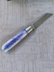 Tracy LaRock Barlow Slipjoint..W2..Camel Bone...Sheepsfoot 3.5" cld..Hamon..steel liners & pin