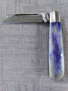 Tracy LaRock Barlow Slipjoint..W2..Camel Bone...Sheepsfoot 3.5" cld..Hamon..steel liners & pin