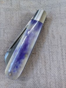 Tracy LaRock Barlow Slipjoint..W2..Camel Bone...Sheepsfoot 3.5" cld..Hamon..steel liners & pin