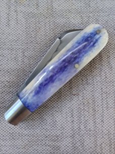 Tracy LaRock Barlow Slipjoint..W2..Camel Bone...Sheepsfoot 3.5" cld..Hamon..steel liners & pin