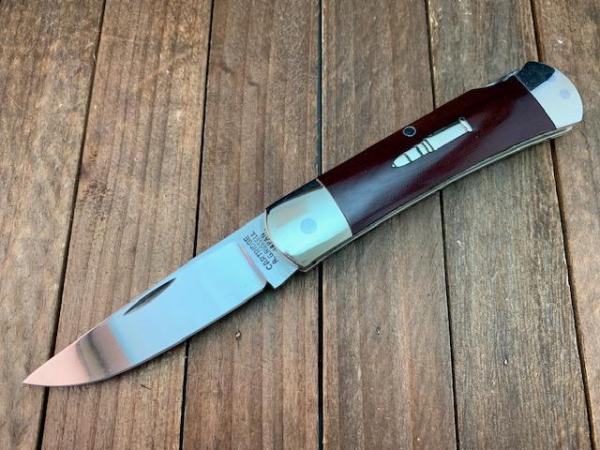 A.G.Russell Cartridge Lockback Burgundy Micarta Seki Japan Made A.G.Russell Cartridge Lockback Burgundy Micarta Seki Japan Made