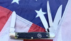 J A Henckels 4 Blade Stockman Pocket Knife w/ Beautiful Green Bone Handles -NOS