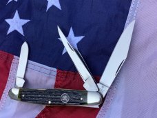 J A Henckels 4 Blade Stockman Pocket Knife w/ Beautiful Green Bone Handles -NOS