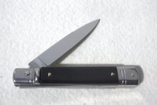 NOS AKC 8" CLASSIC SWITCHBLADE SLIM LEVER LOCK SWEDGE BLADE, GENUINE BRAZILIAN HORN - MANIAGO ITALY