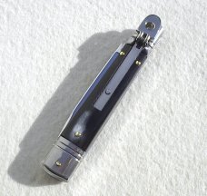 NOS AKC 8" CLASSIC SWITCHBLADE SLIM LEVER LOCK SWEDGE BLADE, GENUINE BRAZILIAN HORN - MANIAGO ITALY