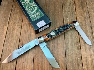 Queen Cattleman Stockman Amber Carved Stag Bone