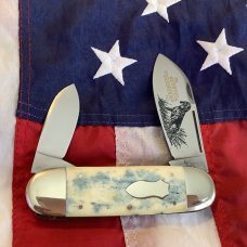 1998 Bulldog Brand HAND MADE / Hammer Forged Elephant Toe w/ Bluetick Coonhound Dog Blade Etch - NOS