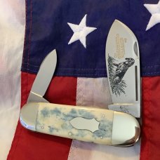 1998 Bulldog Brand HAND MADE / Hammer Forged Elephant Toe w/ Bluetick Coonhound Dog Blade Etch - NOS