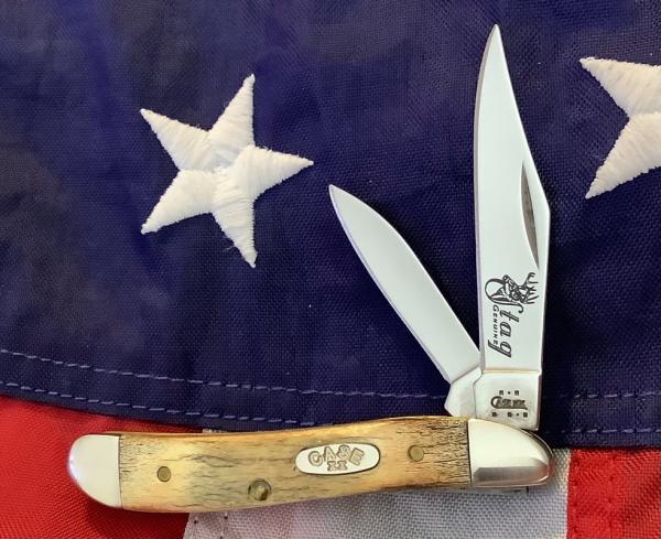 Case xx 2003 Peanut Knife (MDL# 5220 SS) w/ Aged Rough Stag Handles -NOS in M/NM Condition Case xx 2003 Peanut Knife (MDL# 5220 SS) w/ Aged Rough Stag Handles -NOS in M/NM Condition