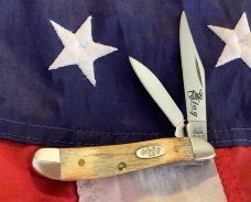 Case xx 2003 Peanut Knife (MDL# 5220 SS) w/ Aged Rough Stag Handles -NOS in M/NM Condition