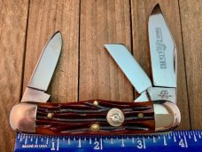 Queen Cutlery Rail Splitter Amber Carved Stag Bone 