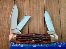 Queen Cutlery Rail Splitter Amber Carved Stag Bone 