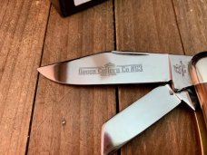 Queen Cutlery Rail Splitter Amber Carved Stag Bone 