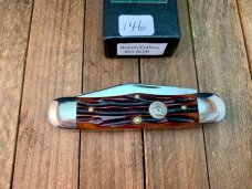 Queen Cutlery Rail Splitter Amber Carved Stag Bone 