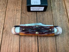 Queen Cutlery Rail Splitter Amber Carved Stag Bone 