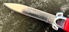 Rare Red Bell Secret Agent Out The Front (OTF) Switchblade, Unused 