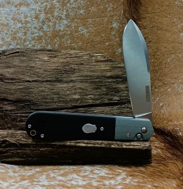 NIB RoseCraft Blades Castorea RCM012-BG Black Gray G10 Button Lock Spear Point