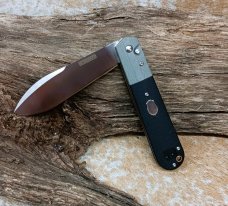 NIB RoseCraft Blades Castorea RCM012-BG Black Gray G10 Button Lock Spear Point