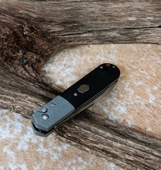 NIB RoseCraft Blades Castorea RCM012-BG Black Gray G10 Button Lock Spear Point