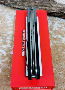 NIB RoseCraft Blades Castorea RCM012-BG Black Gray G10 Button Lock Spear Point