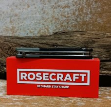 NIB RoseCraft Blades Castorea RCM012-BG Black Gray G10 Button Lock Spear Point
