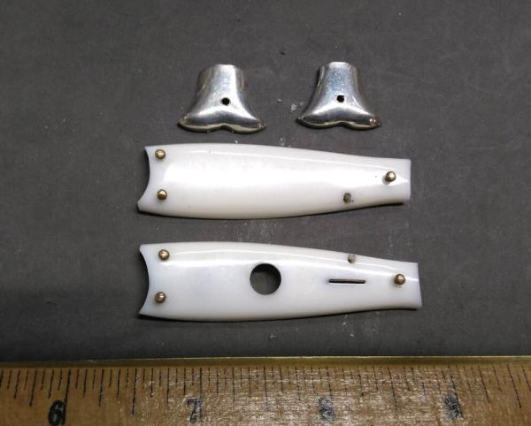 Parts 031- Set of White acrylic handles bottom bolsters for 6 1/4 Fish Parts 031- Set of White acrylic handles bottom bolsters for 6 1/4 Fish