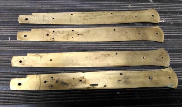 Two sets of Brass liners for 13 inch SKM  Italy Stilettos Switchblade for Repairs