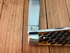 Queen City Cutlery Easy Open Tear Drop Jack Antique Jigged Green Bone 
