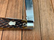 Queen City Cutlery Easy Open Tear Drop Jack Antique Jigged Green Bone 