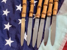 Vint JA Henckels Friodur -6 Knife Set -Great Bamboo Handles -Solingen Germany -Solid Kitchen Knives