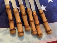 Vint JA Henckels Friodur -6 Knife Set -Great Bamboo Handles -Solingen Germany -Solid Kitchen Knives