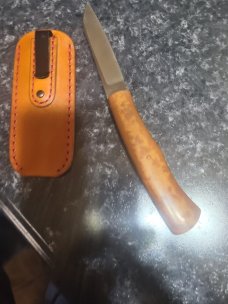 Jeffery Mitchell Fixed Native..Cheddar Westinghouse Micarta..4" handle..3" A2..7.25 oal.clip slip