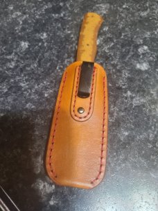 Jeffery Mitchell Fixed Native..Cheddar Westinghouse Micarta..4" handle..3" A2..7.25 oal.clip slip