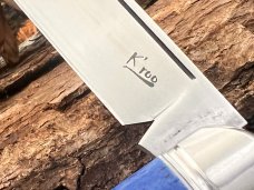 KROO CUSTOM DYED BLUE SLEEVEBOARD ZULU SPEAR RWL34 SLIP-JOINT KNIFE WITH SHEATH