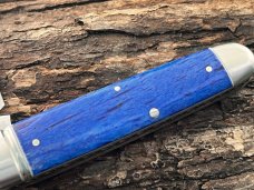 KROO CUSTOM DYED BLUE SLEEVEBOARD ZULU SPEAR RWL34 SLIP-JOINT KNIFE WITH SHEATH