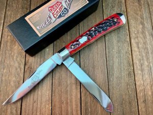 Queen City Cutlery Classics Trapper Red and Black Jigged Bone