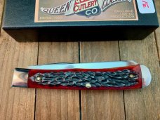 Queen City Cutlery Classics Trapper Red and Black Jigged Bone