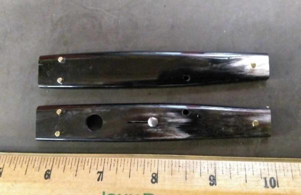 Item #021-Set of horn handles for 12 inch AKC Campolin Sicilian Ring Pull Switchbladee