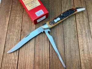Queen City Cutlery Fishing Knife #46 Amber Jigged Bone 2013