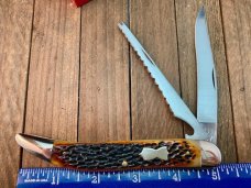 Queen City Cutlery Fishing Knife #46 Amber Jigged Bone 2013