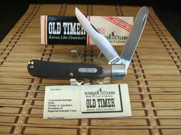 SCHRADE OLD TIMER 96OT BEARHEAD TRAPPER VINTAGE U.S.A. HIGH CARBON STEEL BLADES POCKET KNIFE & TOOLS