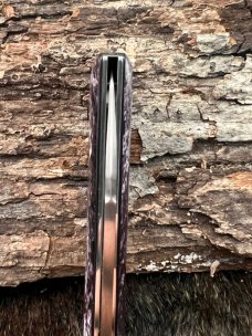 KROO CUSTOM DYED DEEP PURPLE RAVEN RWL34 SLIP-JOINT KNIFE WITH SHEATH
