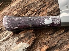 KROO CUSTOM DYED DEEP PURPLE RAVEN RWL34 SLIP-JOINT KNIFE WITH SHEATH