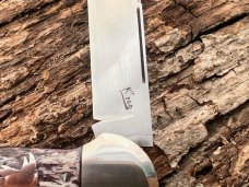 KROO CUSTOM DYED DEEP PURPLE RAVEN RWL34 SLIP-JOINT KNIFE WITH SHEATH