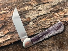 KROO CUSTOM DYED DEEP PURPLE RAVEN RWL34 SLIP-JOINT KNIFE WITH SHEATH