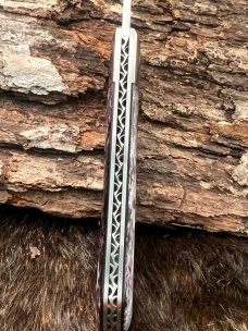 KROO CUSTOM DYED DEEP PURPLE RAVEN RWL34 SLIP-JOINT KNIFE WITH SHEATH